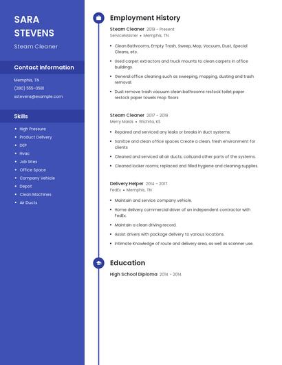 Steam Cleaner Resume