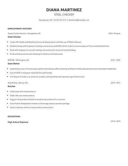 Steel Checker Resume