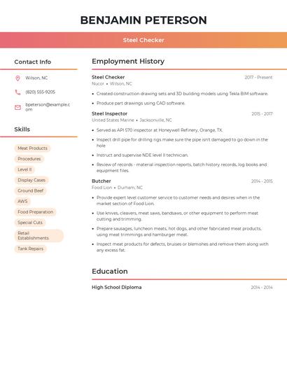 Steel Checker Resume