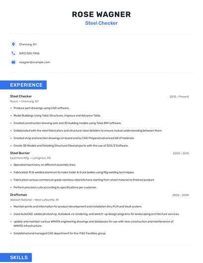 Steel Checker Resume