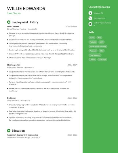 Steel Checker Resume