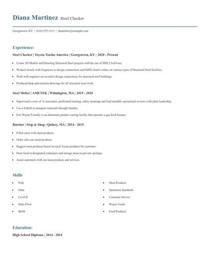Steel Checker Resume