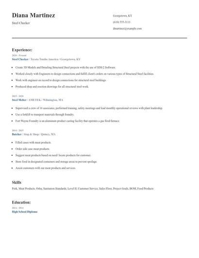 Steel Checker Resume