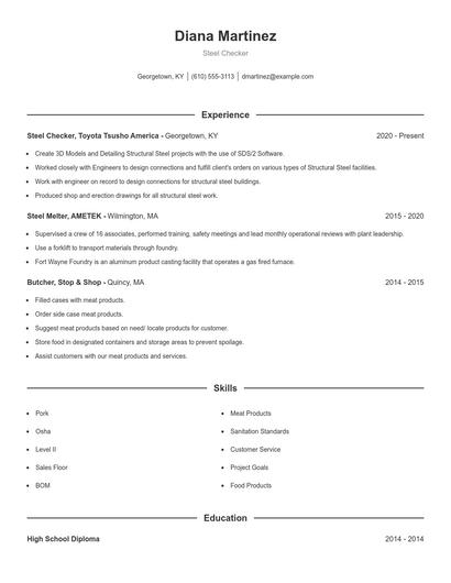 Steel Checker Resume