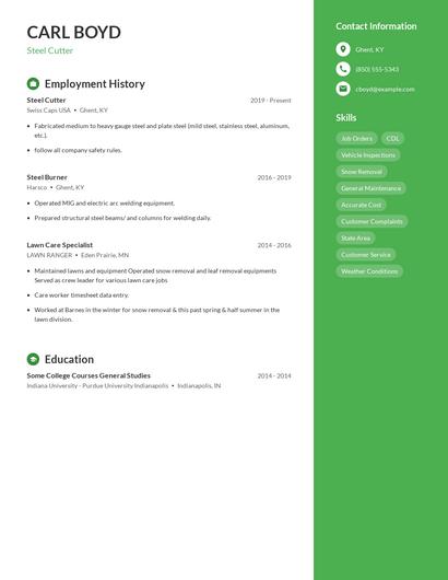 Steel Cutter Resume