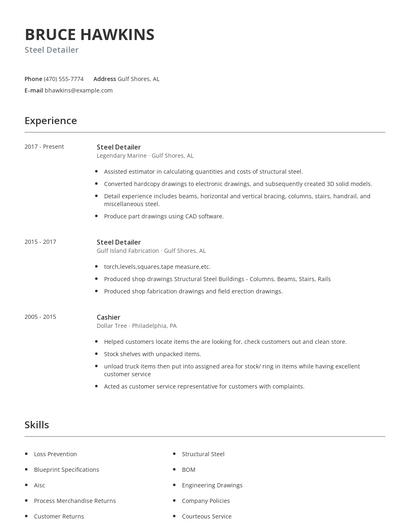 Steel Detailer Resume