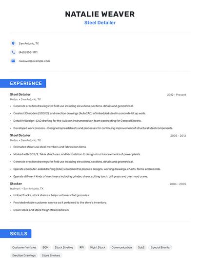 Steel Detailer Resume
