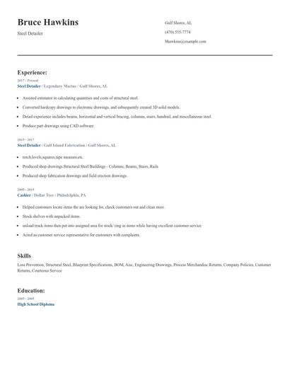 Steel Detailer Resume