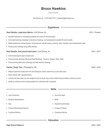 Steel Detailer Resume