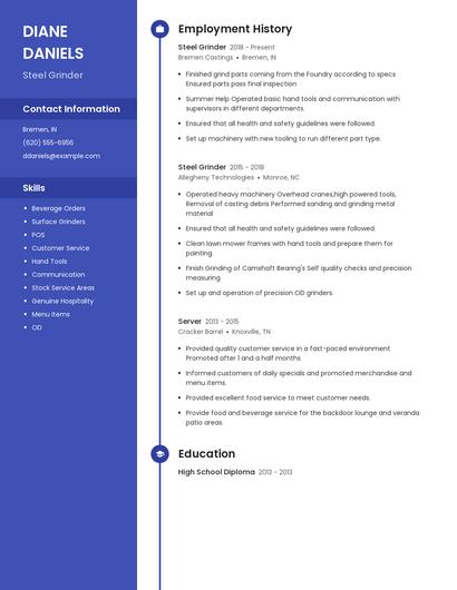 Steel Grinder Resume