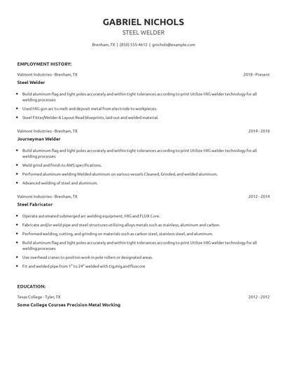 Steel Welder Resume