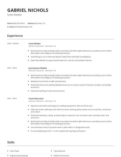 Steel Welder Resume