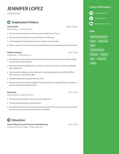 Steel Welder Resume