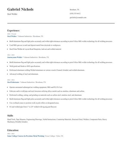 Steel Welder Resume