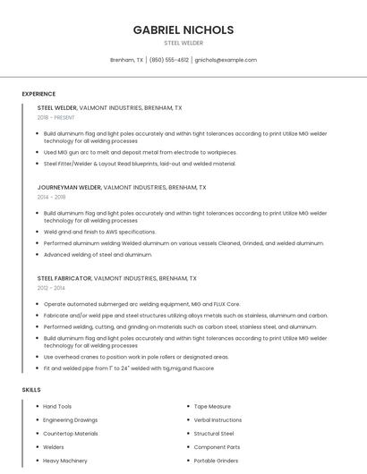 Steel Welder Resume