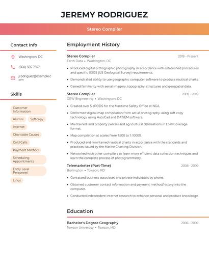 Stereo Compiler Resume