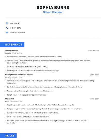 Stereo Compiler Resume