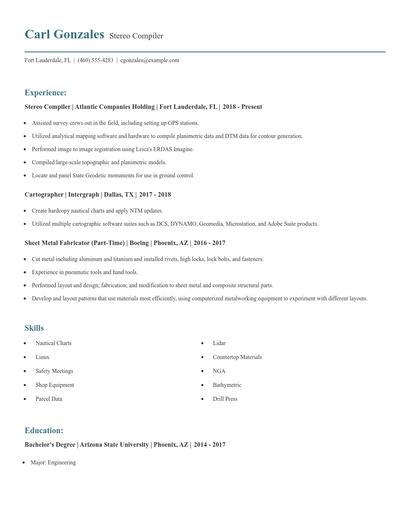 Stereo Compiler Resume
