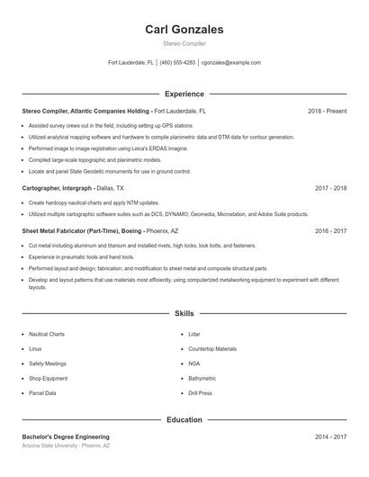Stereo Compiler Resume