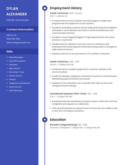 Sterile Technician Resume