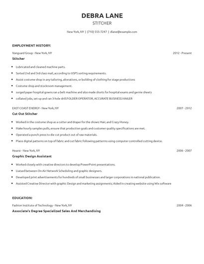 Stitcher Resume