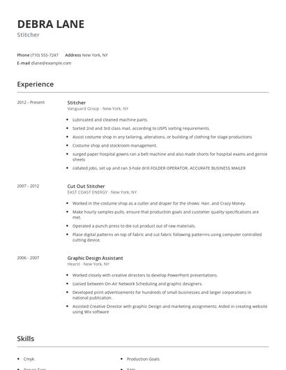 Stitcher Resume