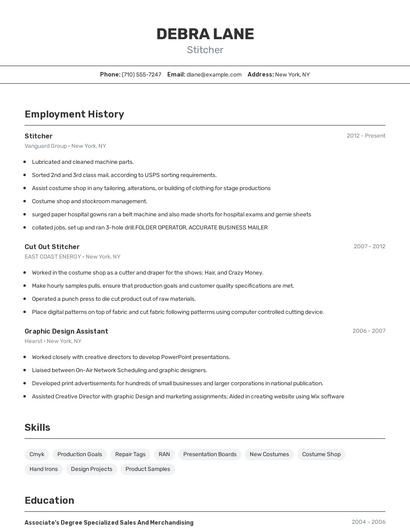 Stitcher Resume