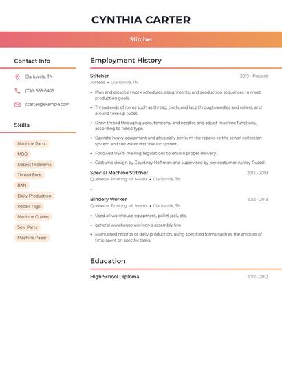 Stitcher Resume
