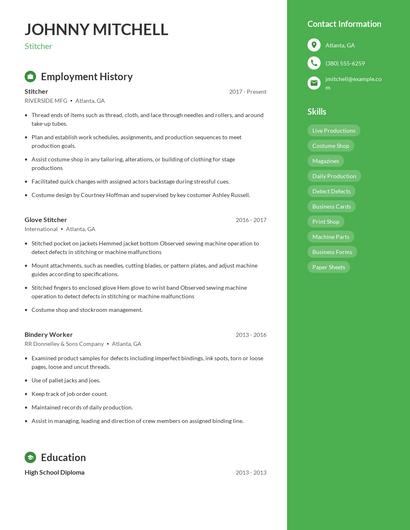Stitcher Resume