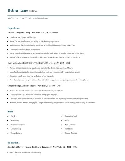 Stitcher Resume