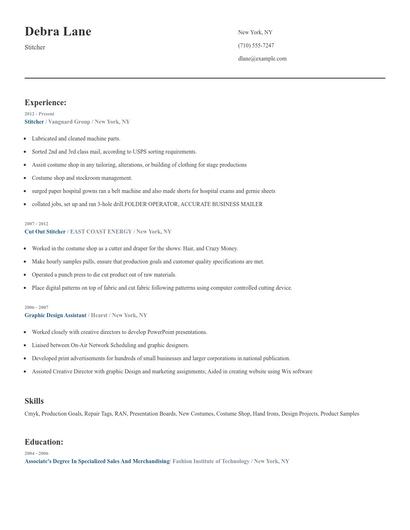 Stitcher Resume