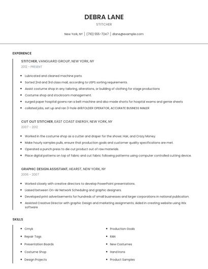 Stitcher Resume