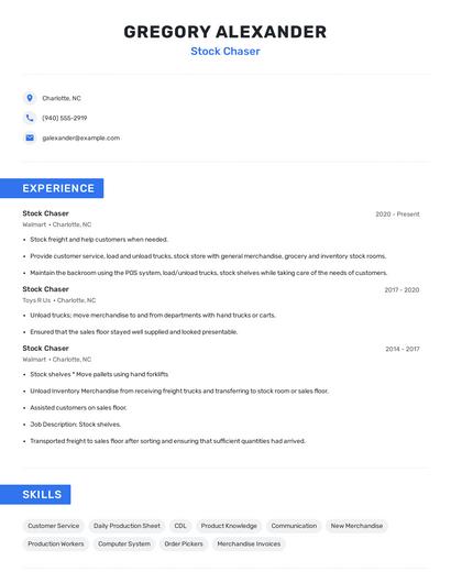 Stock Chaser Resume