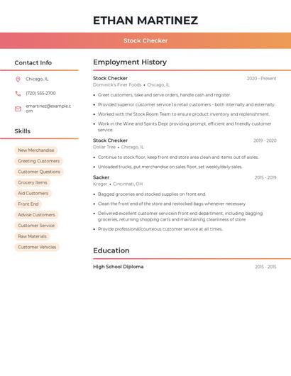 Stock Checker Resume