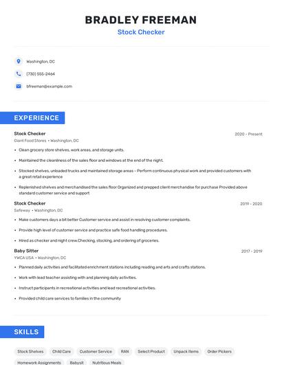 Stock Checker Resume