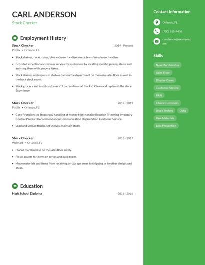 Stock Checker Resume