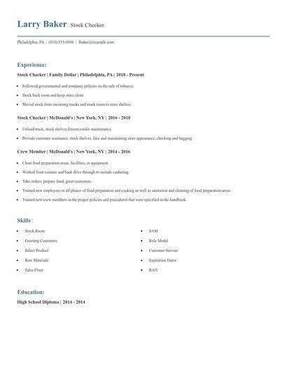 Stock Checker Resume