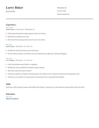 Stock Checker Resume