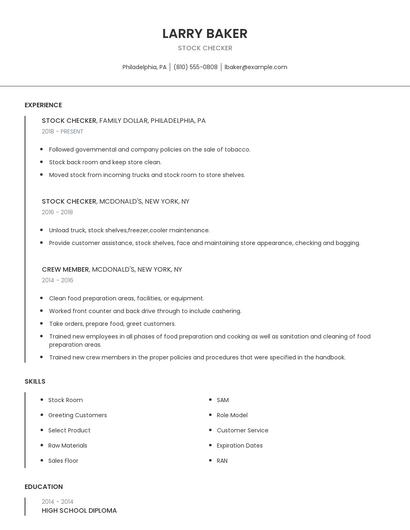 Stock Checker Resume