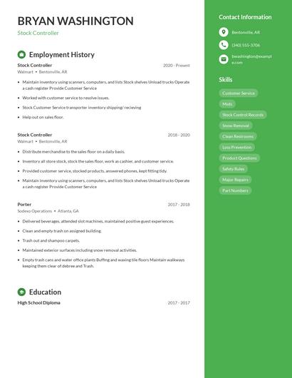 Stock Controller Resume