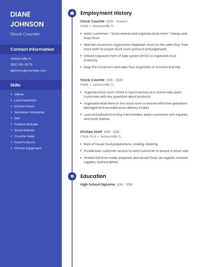 Stock Counter Resume