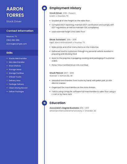 Stock Driver Resume