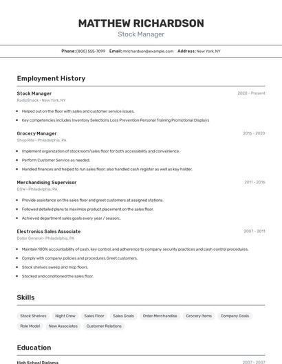 Resume example 2