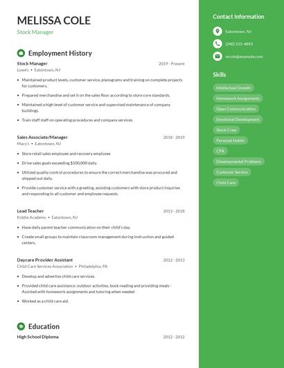 Resume example 4