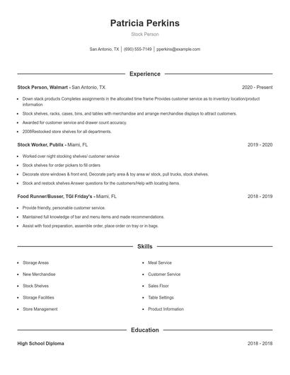 Resume example 1