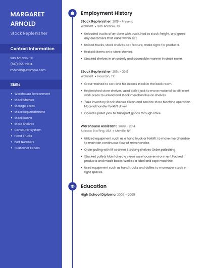 Stock Replenisher Resume