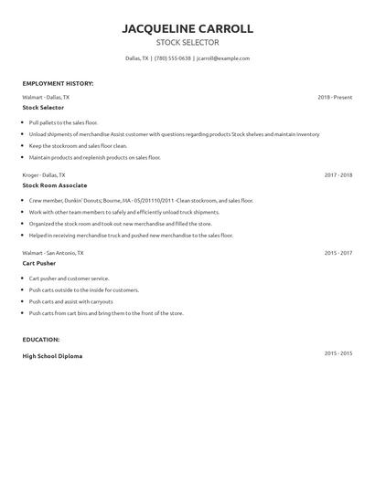 Stock Selector Resume