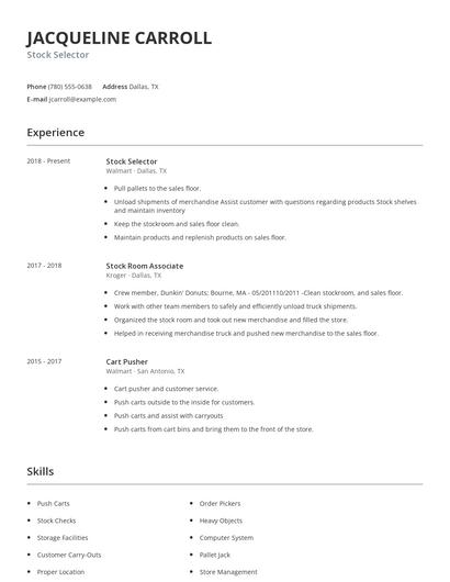 Stock Selector Resume