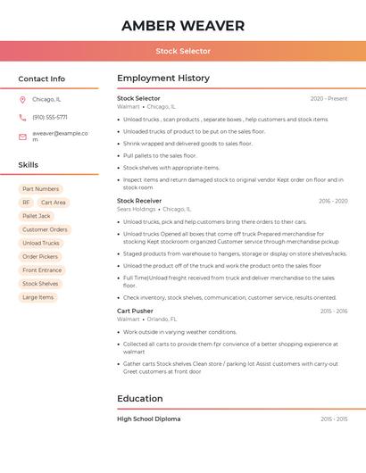 Stock Selector Resume