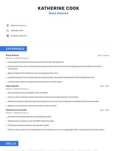 Stock Selector Resume